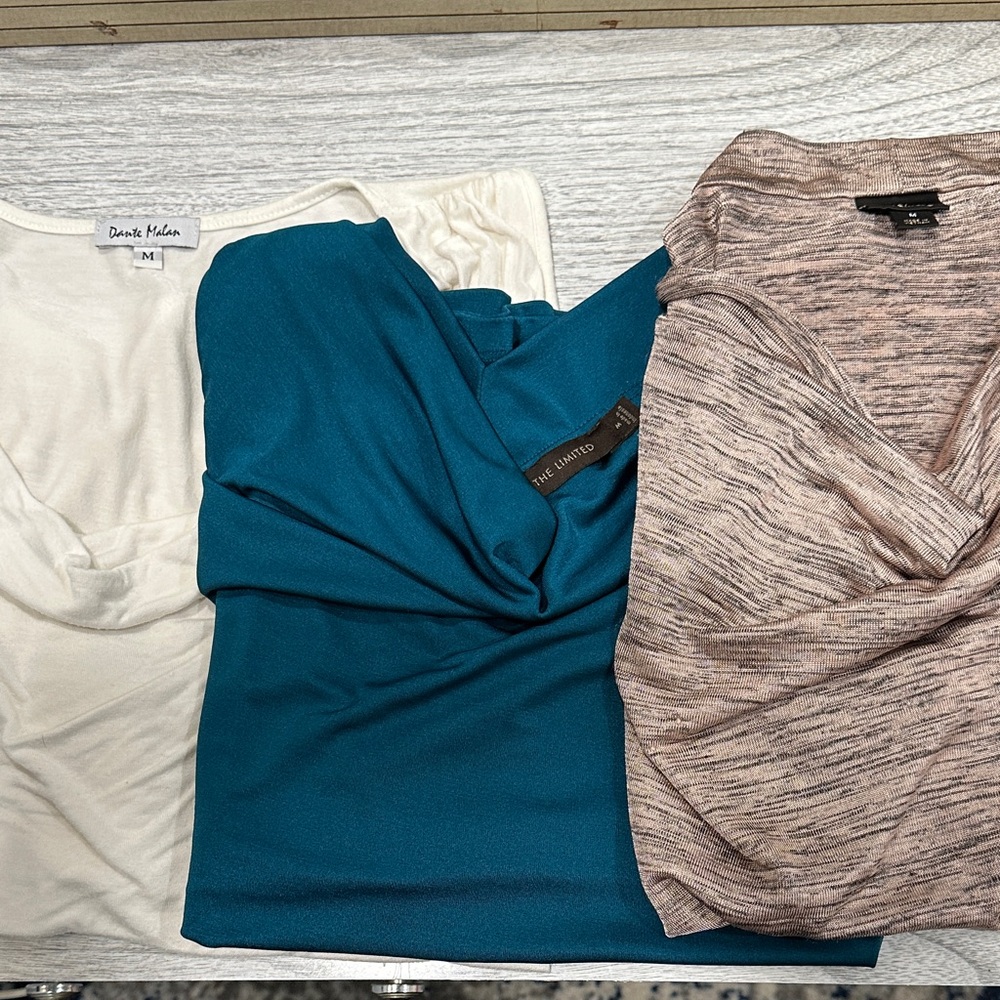 3 pack Women’s Cowl Neck Camisoles - Pink & Black Heather, Teal, Cream